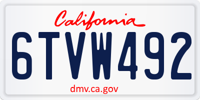 CA license plate 6TVW492
