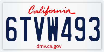 CA license plate 6TVW493