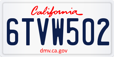 CA license plate 6TVW502