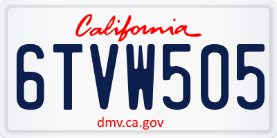 CA license plate 6TVW505
