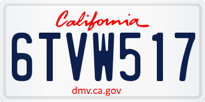 CA license plate 6TVW517