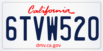CA license plate 6TVW520