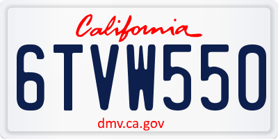 CA license plate 6TVW550