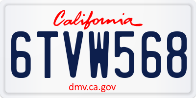 CA license plate 6TVW568