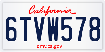 CA license plate 6TVW578