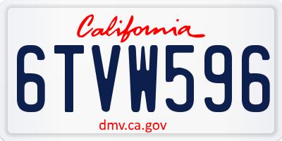 CA license plate 6TVW596