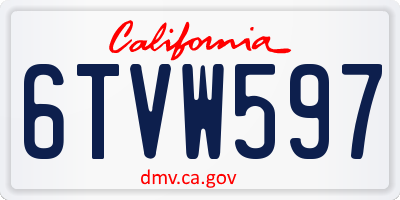 CA license plate 6TVW597
