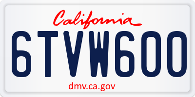 CA license plate 6TVW600