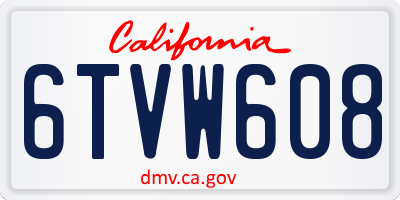 CA license plate 6TVW608