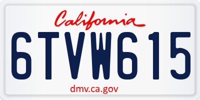 CA license plate 6TVW615