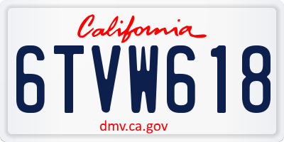 CA license plate 6TVW618