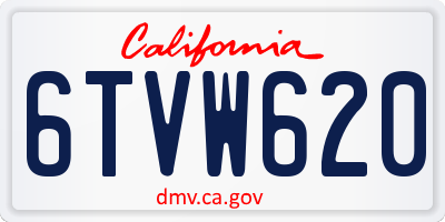 CA license plate 6TVW620
