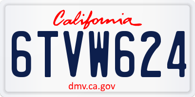 CA license plate 6TVW624