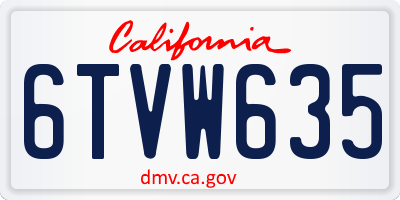 CA license plate 6TVW635