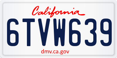 CA license plate 6TVW639