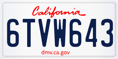 CA license plate 6TVW643