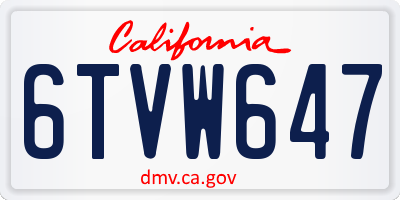 CA license plate 6TVW647
