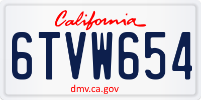 CA license plate 6TVW654