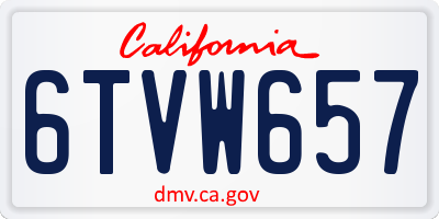 CA license plate 6TVW657