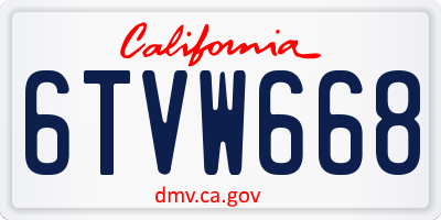 CA license plate 6TVW668
