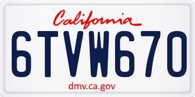 CA license plate 6TVW670