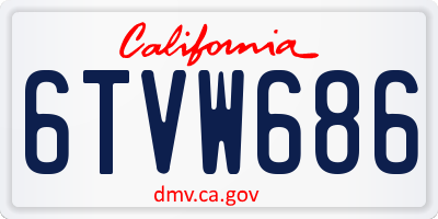 CA license plate 6TVW686