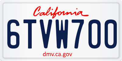 CA license plate 6TVW700