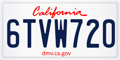 CA license plate 6TVW720