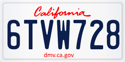 CA license plate 6TVW728