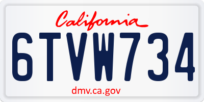 CA license plate 6TVW734