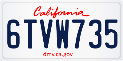 CA license plate 6TVW735