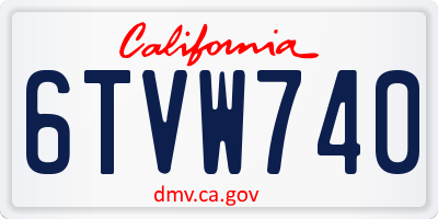CA license plate 6TVW740