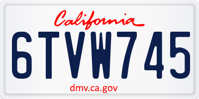 CA license plate 6TVW745