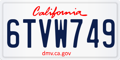 CA license plate 6TVW749