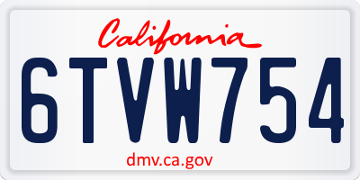 CA license plate 6TVW754