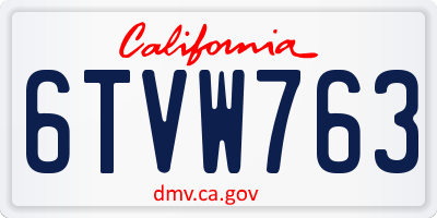 CA license plate 6TVW763