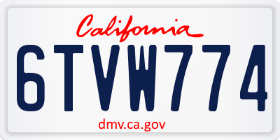 CA license plate 6TVW774
