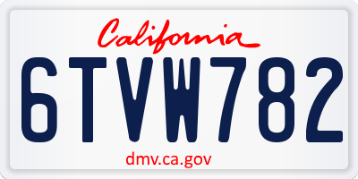 CA license plate 6TVW782