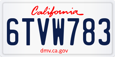CA license plate 6TVW783