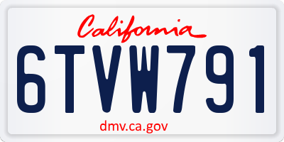 CA license plate 6TVW791