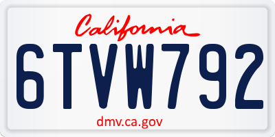 CA license plate 6TVW792