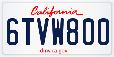 CA license plate 6TVW800