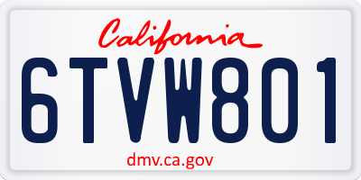 CA license plate 6TVW801