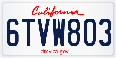 CA license plate 6TVW803