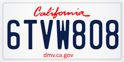 CA license plate 6TVW808