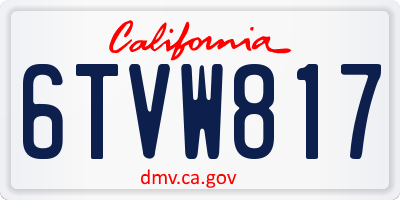 CA license plate 6TVW817
