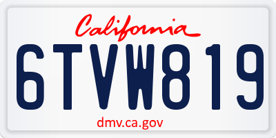 CA license plate 6TVW819
