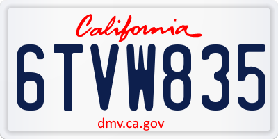 CA license plate 6TVW835