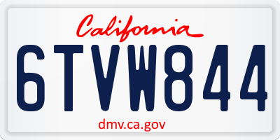 CA license plate 6TVW844