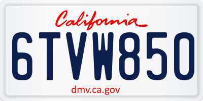 CA license plate 6TVW850